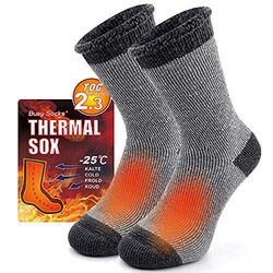Calze termiche invernali per uomini e donne, calze molto spesse e isolate per stivali riscaldate per temperature estreme fredde - Grigio - Medium