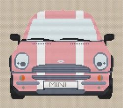 BMW Mini Stripe Cross stitch Kit - pink