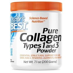 Doctor's Best, Pure Collagen Type 1 et 3, 200g de Poudre, Testé en Laboratoire, Sans Gluten, Sans Soja