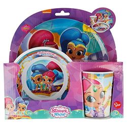 ALMACENESADAN 2156; Set melamina Shimmer and Shine; 3 pezzi; piatto, ciotola e bicchiere. Senza BPA