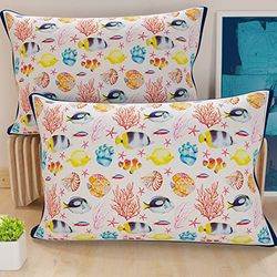 PETTI Artigiani Italiani - Lot de 2 Taies d'Oreillers 60x40 cm 100% Microfibre Hypoallergénique, Housse Oreiller Rectangulaire Blanc Marine 05, Paquet de 2, Fabriqué en Italie