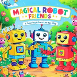 Magical Robot Friends: A Coloring Adventure for Kids: Fun and Creative Robot Coloring Pages for Children Ages 4-10 – Explore, Color, and Discover Amazing Robot Worlds!