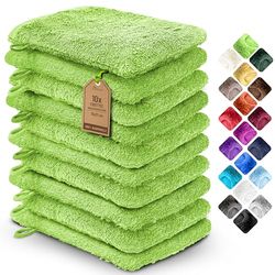 NatureMark Zestaw 10 ręczników frotte, 100% bawełna, zielone jabłko, 15 x 21 cm