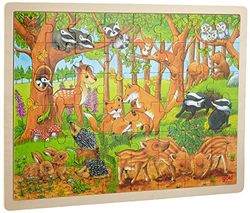 Goki 57734 Inlegpuzzel "Dierenkinder im Wald" van hout, 48-delig