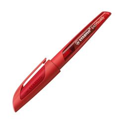 STABILO EASYbuddy - Pluma estilográfica escolar con plumín para zurdos, color coral/rojo, azul (borrable), incluye cartucho