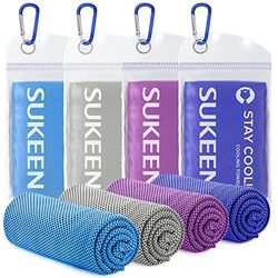 Sukeen Confezione da 4 asciugamani rinfrescanti (101,6 x 30,5 cm), asciugamano per ghiaccio, morbido e traspirante, asciugamano in microfibra per yoga, sport, corsa, palestra, allenamento, campeggio,