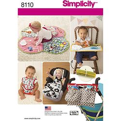 Simplicity Pattern 8110 OS Babies' Play Mats, Stroller Accessories, and Bibs, Paper, 22x15x1 cm