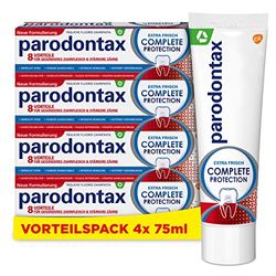 Parodontax Dentifricio protettivo completo con fluoro, 4 x 75 ml, aiuta a ridurre e prevenire il sanguinamento delle gengive