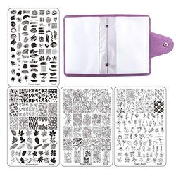 FingerAngel XL07-10 - Set di 4 piatti per nail art e nail art, con immagine di timbratura, per manicure, strumenti per piastre, organizzatori