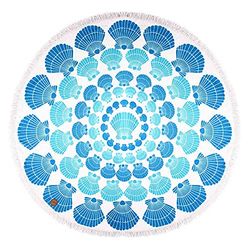 Helio Ferretti Serviette Ronde, Serviette d'été Bleue, Grande Serviette Circulaire.