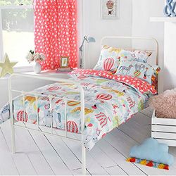 Riva Paoletti Kids Vintage Circus Toddler DUVet Cover Set - Multicolour White - Reversible Circus Design - 1 X Pillowcase Included - Polycotton - Machine Washable - 120 X 150Cm (47" X 59" Inches)