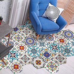Piastrelle di cemento adesivi da pavimento per pavimento Azulejos | Adesivi per piastrelle esagonali di Ludivina resistenti all'acqua -40x90cm - 10 esagoni 20x18cm