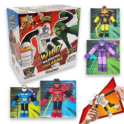 sbabam FUNNY BOX Wild Warriors Ninja Arms, Newsstand Games, Robot Toy with Interchangeable Masks and Weapons, Ninja Warrior Toys, Extendable Arms and Legs 25 cm, Pack of 2