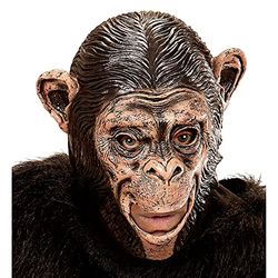 Widmann 00425 3/4 masker chimpanse met open mond voor volwassenen, zwart