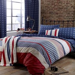 Catherine Lansfield Stars & Stripes Capa de edredom e fronha de almofada