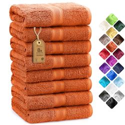 NatureMark Lot de 8 Serviettes de Toilette en Tissu éponge, 100% Coton, Terracota, 50 x 100 cm