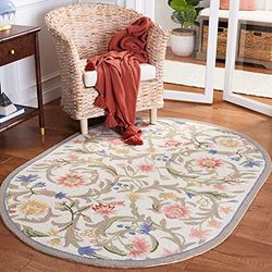 Safavieh Tradycyjny dywan do salonu, jadalni, sypialni – Chelsea Collection, krótkie runo, kość słoniowa i wielokolorowy, 84 x 145 cm