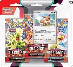 Pokémon - Verzamelkaartspel: 3-pack (Evoli) karmezin & paars – obsidiaanvlammen (3 boosterpacks & 1 holografische promokaart)