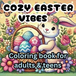Cozy Easter Vibes Coloring Book for Adults and Teens: Relaxing and Fun Springtime Designs for Stress Relief and Creative Expression Large print for ... and easy Flowers, Bunnies, Eggs, Easter Gifts