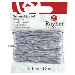 Rayher 8947325 smyckesnöre, grå, ø 1 mm, SB-kort 20 m