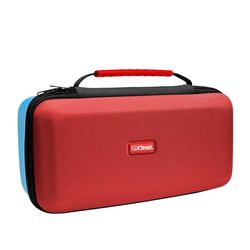 GXTrust 1252RB XL Funda para Nintendo Switch 2, Carcasa Estuche Rigido de Transporte para Consola y Accesorios, Funda Protectora Dura, Bolsillo para 4 Joy-Cons y 12 Cartuchos de Juego, Rojo / Azul