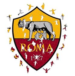 AS Roma- Logo Corazón Rompecabezas de Madera, Multicolor, Large (Iconic Puzzles PUZZLE-ID03-L)