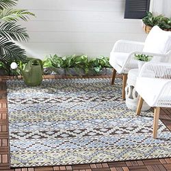 SAFAVIEH Tapis Boho Pour Salon, Salle à manger, Chambre à coucher - Veranda Collection, Tapis à poil court, Bleu et crème, 201 X 290 cm