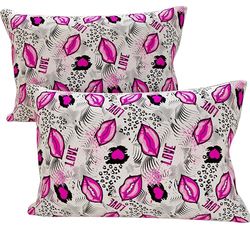 PETTI Artigiani Italiani - Par de Fundas de Almohada 40x80 cm, Pareja de Funda de Cojín Lipstick Blanco Fucsia, 100% Microfibra Hipoalergénica, Paquete de 2, Made in Italy