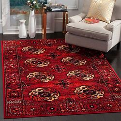 Safavieh Vintage Hamadan Tappeto Rettangolare da Interno, Intrecciato, Collezione Persiano, VTH212, in Rosso / Multicolore, 201 x 274 cm