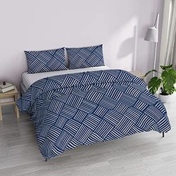 Italian Bed Linen MB Home Basic Juego de Funda nórdica “Dafne”, Microfibra, Citylife Blue, 2 Plazas