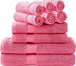 Set di asciugamani da bagno, 2 asciugamani da bagno, 2 asciugamani per le mani e 6 asciugamani (set da 10 pezzi), asciugamani in cotone filato ad anello altamente assorbenti per bagno, telo doccia
