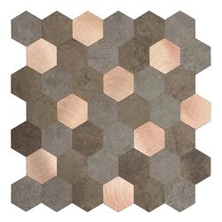 d-c-fix Premium Metal & Stone Hexagon Tile - 29 x 28.8 cm - Washable, Waterproof, Scratch Resistant - Kitchen & Bathroom - 1 Tile