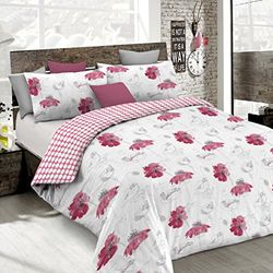 Italian Bed Linen Emotion - Funda nórdica y Fundas de Almohada Estampadas, algodón 2 Posti Papavero Rosso