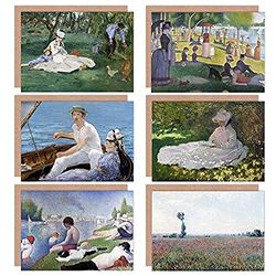 Monet Seurat Manet Poppy Spring Bathers Zondag Tuin Gemengde Fine Art Wenskaart Pack van 6