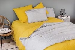 Cap Ferret Washed Cotton Fitted Sheet, 90 cm x 190 cm, Curry