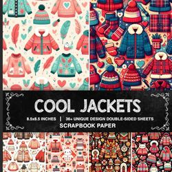 Cool Jackets Scrapbook Paper: 36 Vintage-Inspired Decorative Craft Papers For Gift Wrapping, Journaling, Scrapbooking, DIY Projects