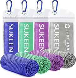 Sukeen Kylande handduk, kylande handdukar 4-pack, stanna sval ishandduk, svalkande handdukar för hals, kall handduk, gymhandduk män kvinnor (4 st, kungsblå/mörkgrön/lila/grå)