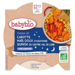 Babybio Fondue de Carotte, Maïs Doux Aquitaine et Quinoa, 230g