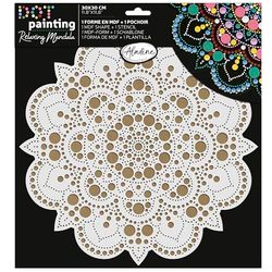 Aladine - Zestaw Mandala 30 cm w kropki - Pudełko Mandale z szablonem Mandala & Drewniany Stojak - 85505