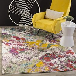 Safavieh Tapis Abstrait pour Salon, Salle à Manger, Chambre à Coucher - Watercolor Collection, Tapis à Poil Court, Vert Clair et Rose, 201 x 274 cm
