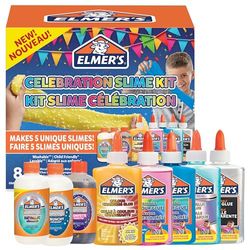 Elmer’s Celebration Slime Kit | Slime Supplies Include Assorted Magical Liquid Slime Activators & Assorted Liquid Glues | Washable & Kid Friendly | 8 Count