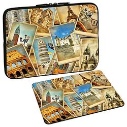 PEDEA Design Laptop Case Sleeve for up to 13.3 inch with mouse pad, Vintage Travel