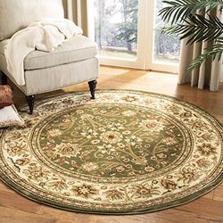 Safavieh Tapis Traditionnel pour Salon, Salle à Manger, Chambre à Coucher - Lyndhurst Collection, Tapis à Poil Court, Sauge et Ivoire, 180 x 180 cm