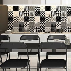 Ambiance Sticker Self-Adhesive Decorative Wall Decal Cement Tile for Bathroom and Kitchen Norvégien - Pack of 9 Stickers of 20 x 20 cm
