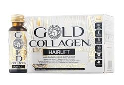 GOLD COLLAGEN Hairlift - Biotin Hair Growth Marine Collagen Supplements for Women & Men with Vitamin C and B6, Hyaluronic Acid, Zinc and Keratin Hair Treatment, Skin and Nails, 10 Bottles 50 ml Each