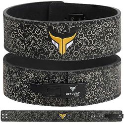 Mytra Fusion gewichthefriem witte gesp lifting riem voor sportschool, fitness, training, gewichthefriem voor heren en dames (S, Black)