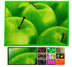 LucaHome Zerbino Cucina Moquette Antiscivolo Molto Assorbente, Zerbino Mele 50 x 130 cm, Zerbino per Interno, Lavabile in Lavatrice