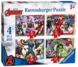 Ravensburger - Puzzle Marvel: Avengers, Puzzle 3 Años o Más, Puzles Niños 3 Años, Rompecabezas Niños, Regalo Niño 3 Años, Ravensburger Puzzle, 4 puzzles infantiles 3 años