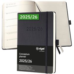 SIGEL C2603 Wochennotiz-Kalender Conceptum 2025/2026, ca. A5, schwarz: Agenda Conceptum, Classic, Hardcover