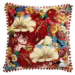 Riva Home Bloom - Cojín con Relleno de Plumas, Color Negro y rubí, 50 x 50 cm